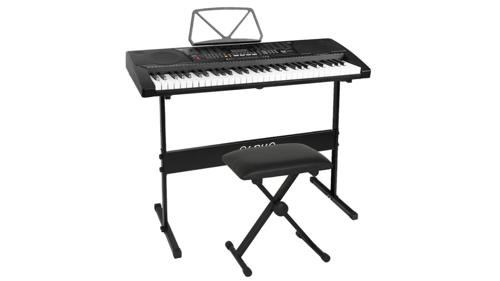 Alpha 61-Key Electronic Piano Keyboard with Lighted Stand Stool