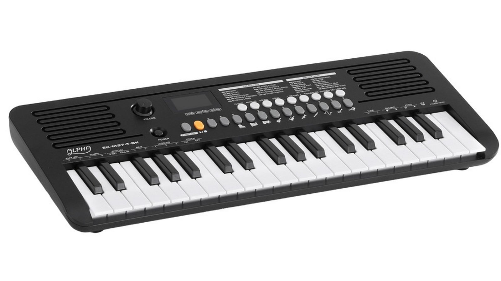 Alpha 37-Key Digital Piano Keyboard Electric - Black