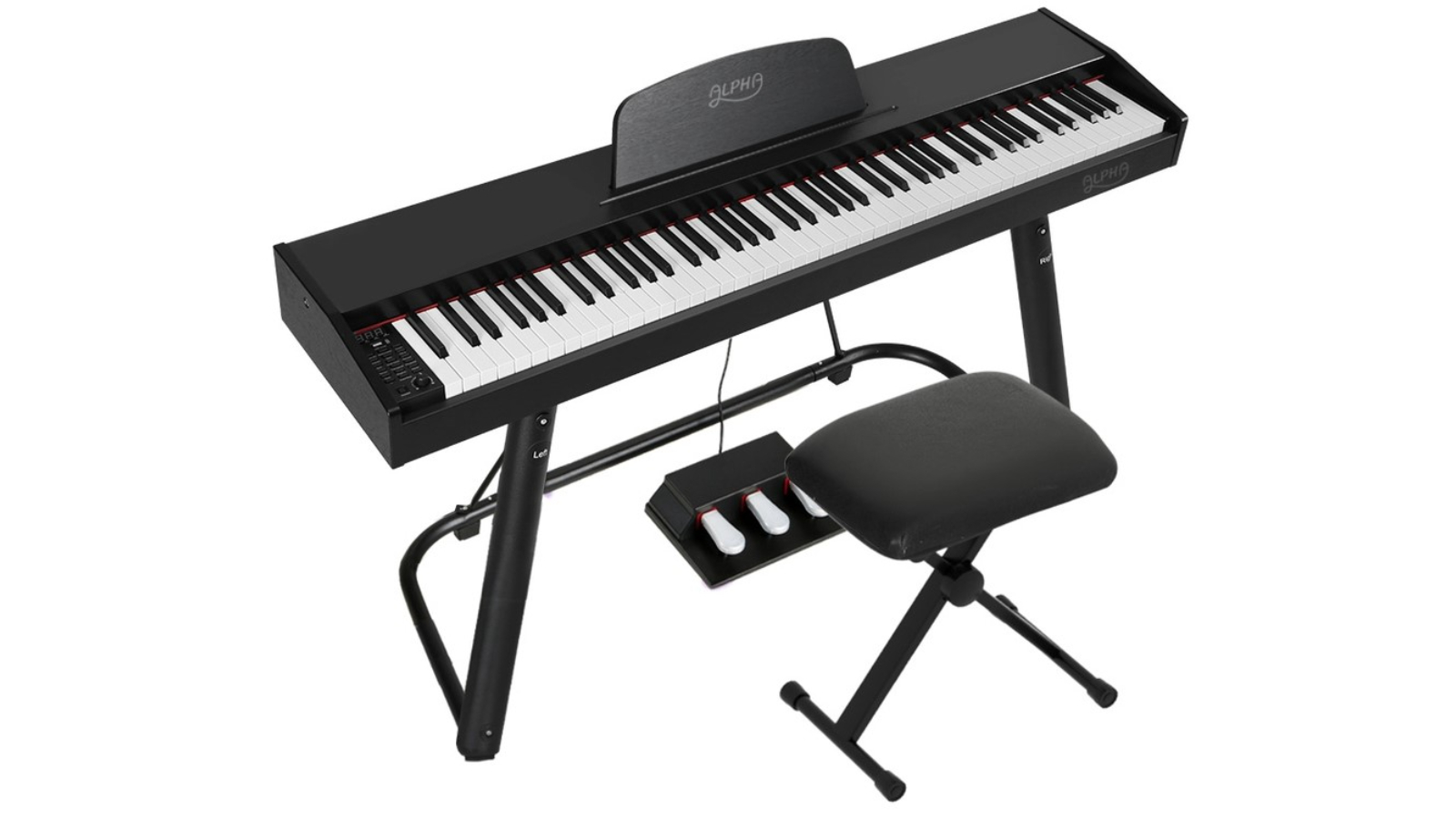 Alpha 88-Key Electronic Piano Keyboard with Weighted Stand Stool