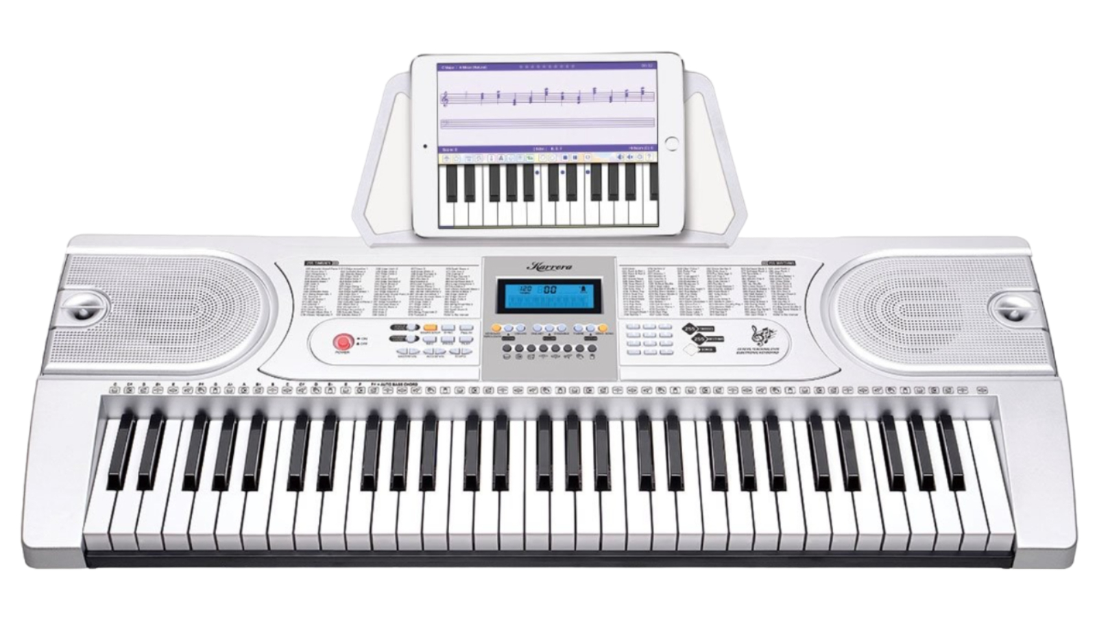 Karrera 61 Keys Electronic Keyboard Piano with Stand - Silver
