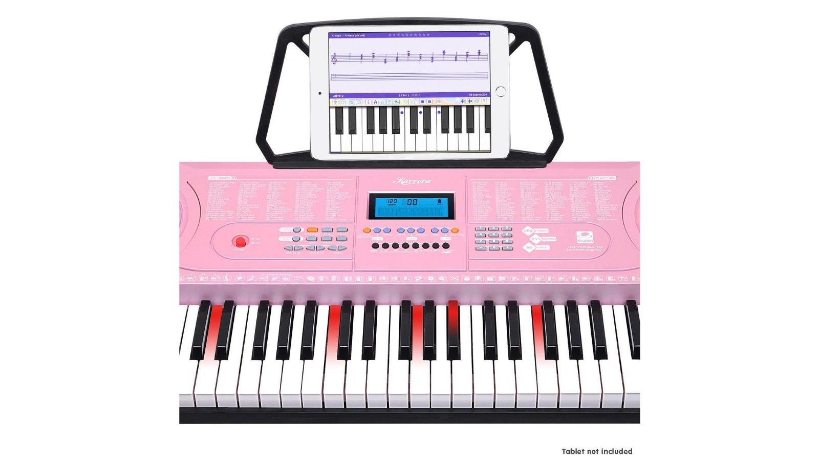 Karrera 61 Keys Electronic LED Keyboard Piano with Stand - Pink