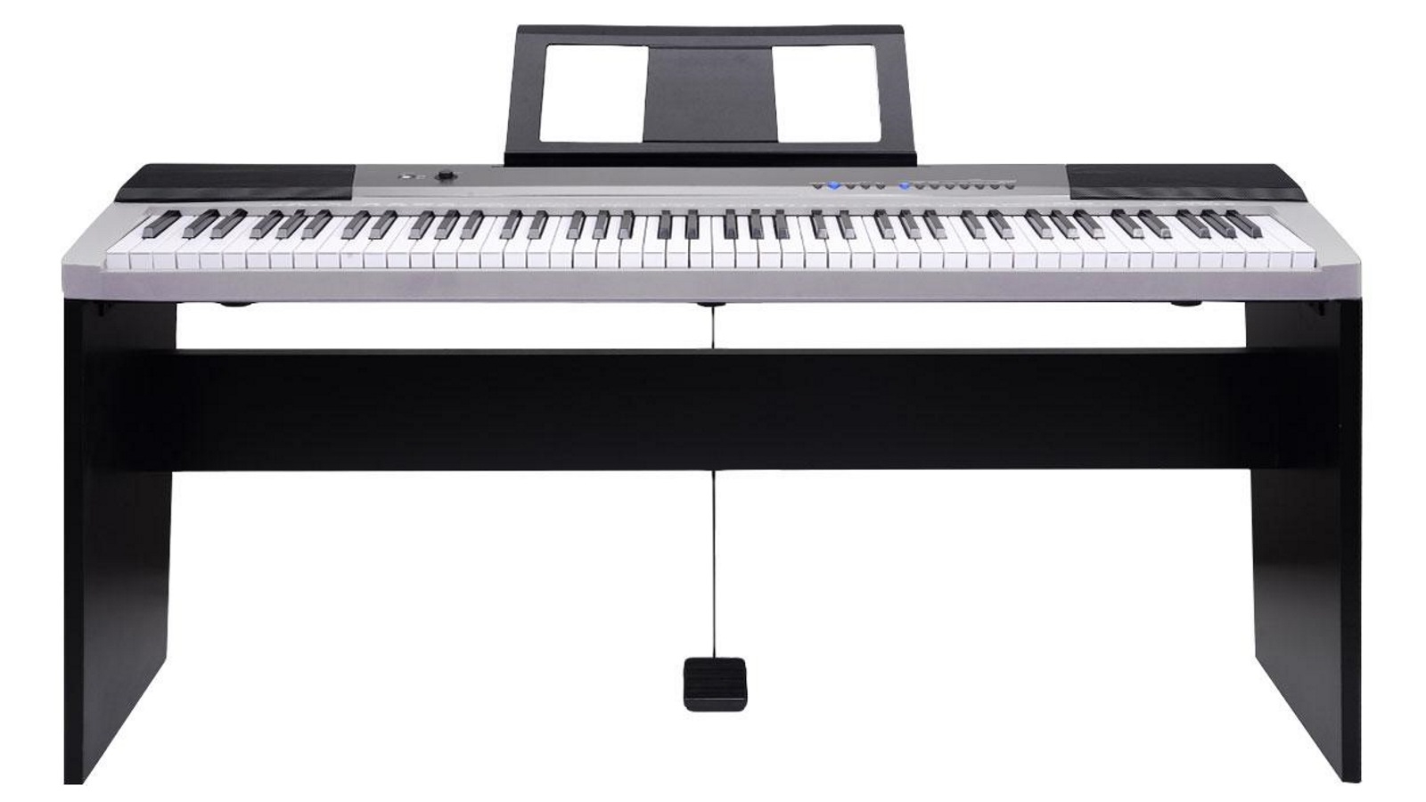 Karrera 88 Keys Keyboard with Stand Music Sheet Pedal - Silver