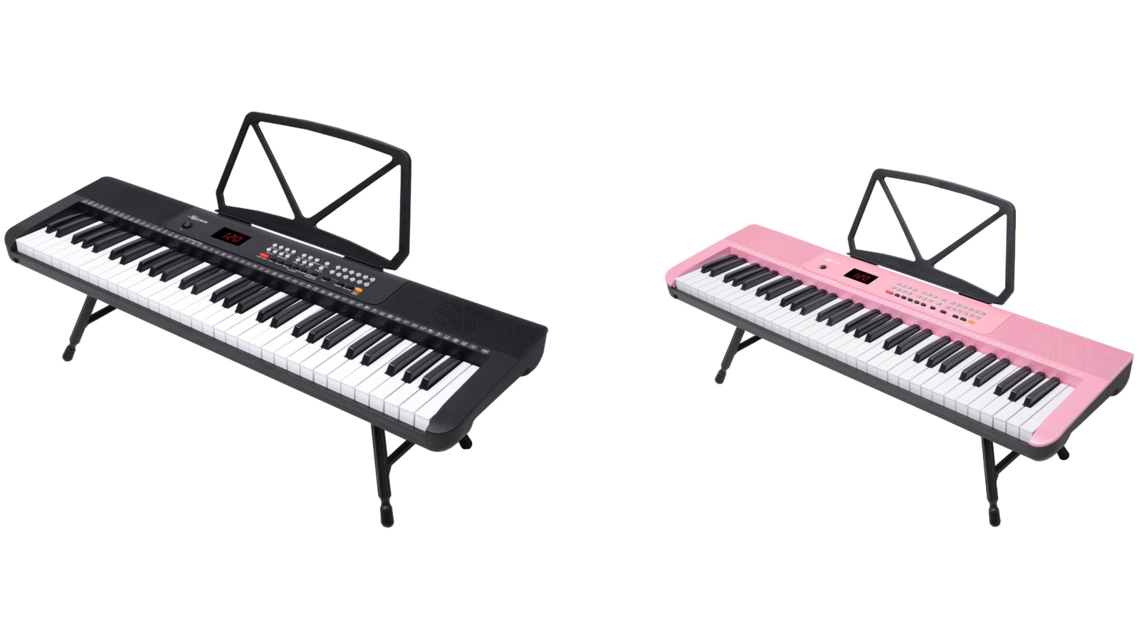 Karrera 61 Key Electronic Piano Keyboard with LED and Folding Stand