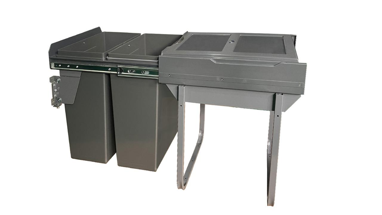 Elite Domestique PLUS 56 Litre Dual Pull Out Rubbish Bin with Soft Close for a 40cm Cabinet - Optional Door Bracket