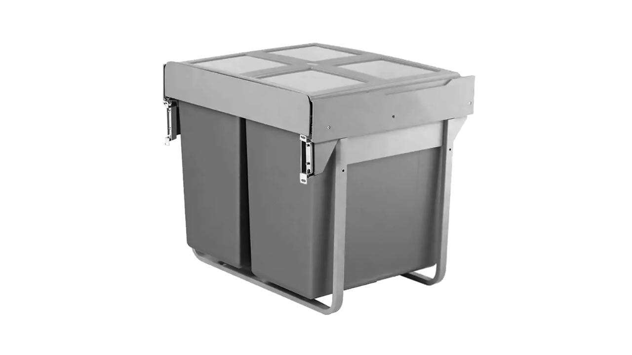 Elite Domestique PLUS 90 Litre Dual Pull Out Rubbish Bin with Soft Close for a 60cm Cabinet - Optional Door Bracket