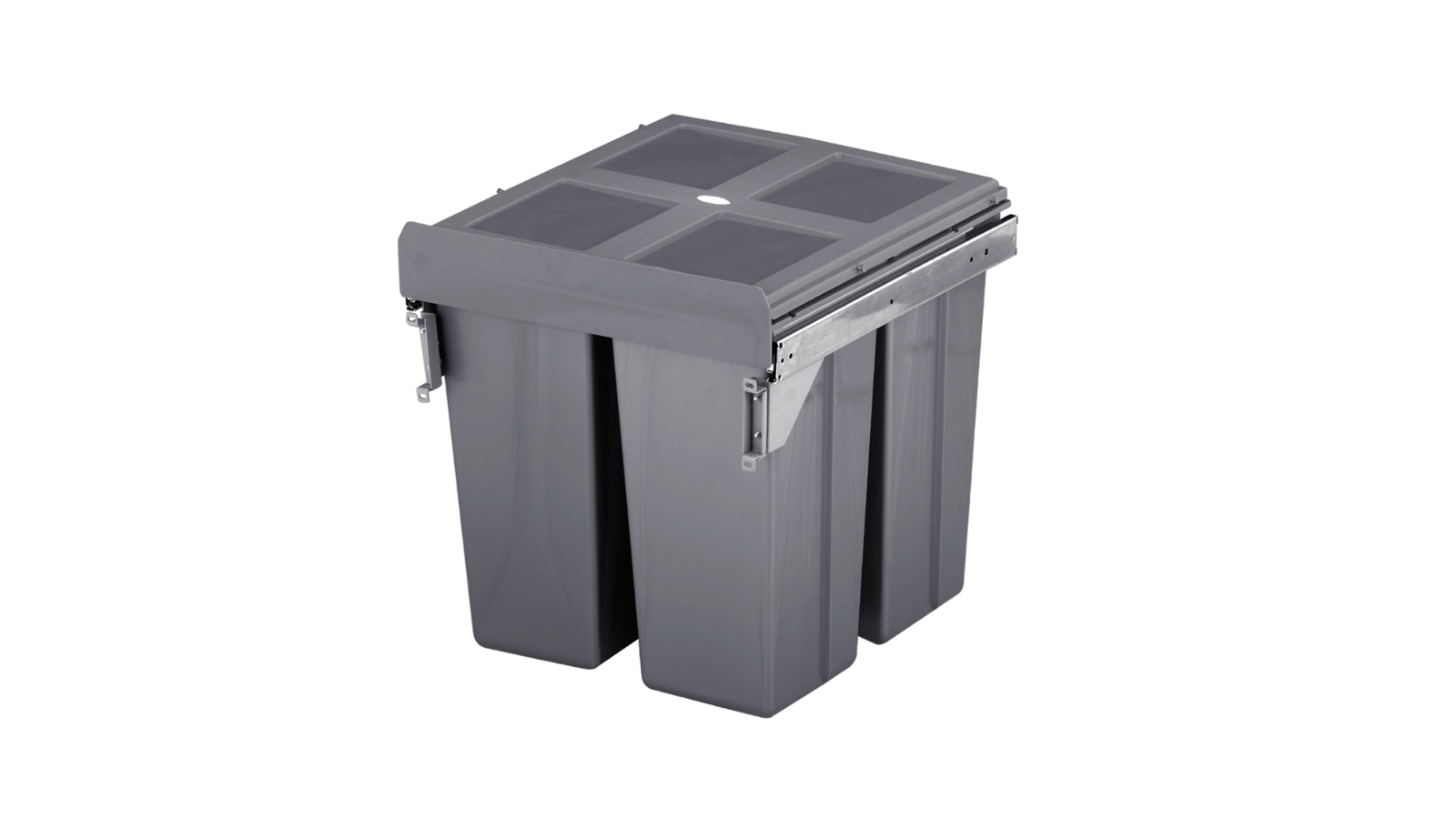 Elite Valet 90 Litre Dual Pull Out Rubbish Bin with Soft Close for a 60cm Cabinet - Side Mounted - Integrated Door Bracket