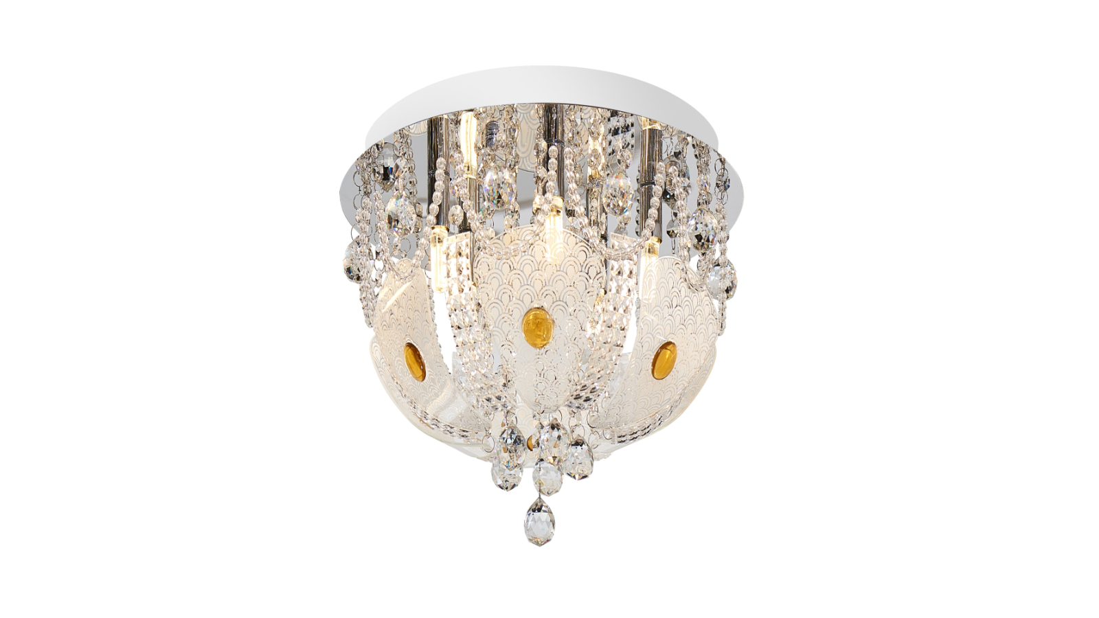 Pretty & Practical Metal Crystal Bead Ceiling Pendant Light - White