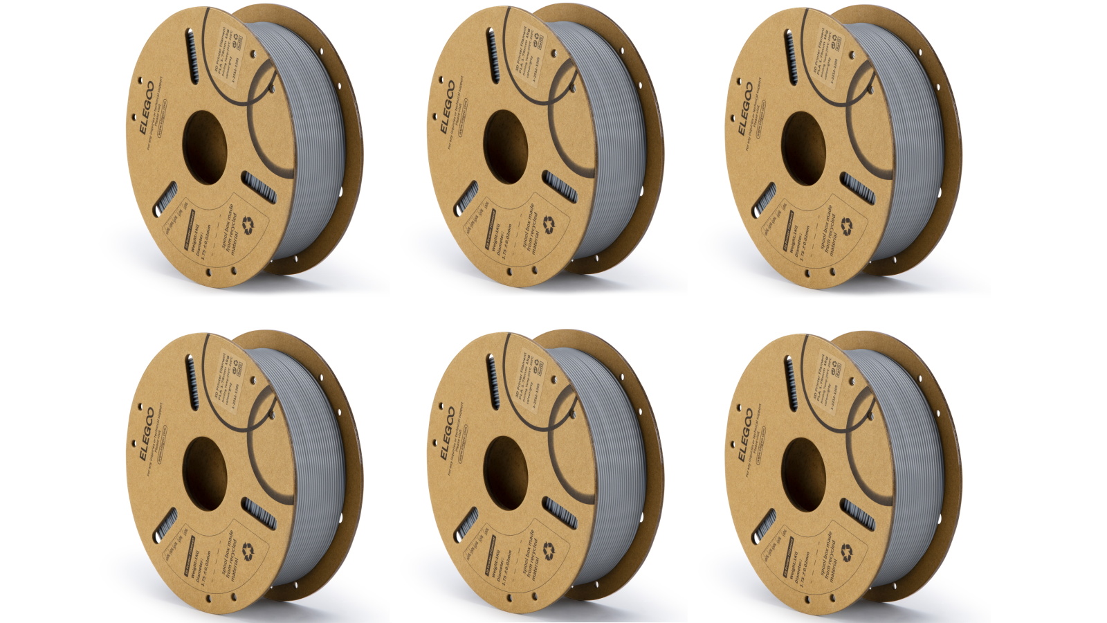 Elegoo PLA Grey 1.75mm 1kg 3D Printer Filament - 6 Pack