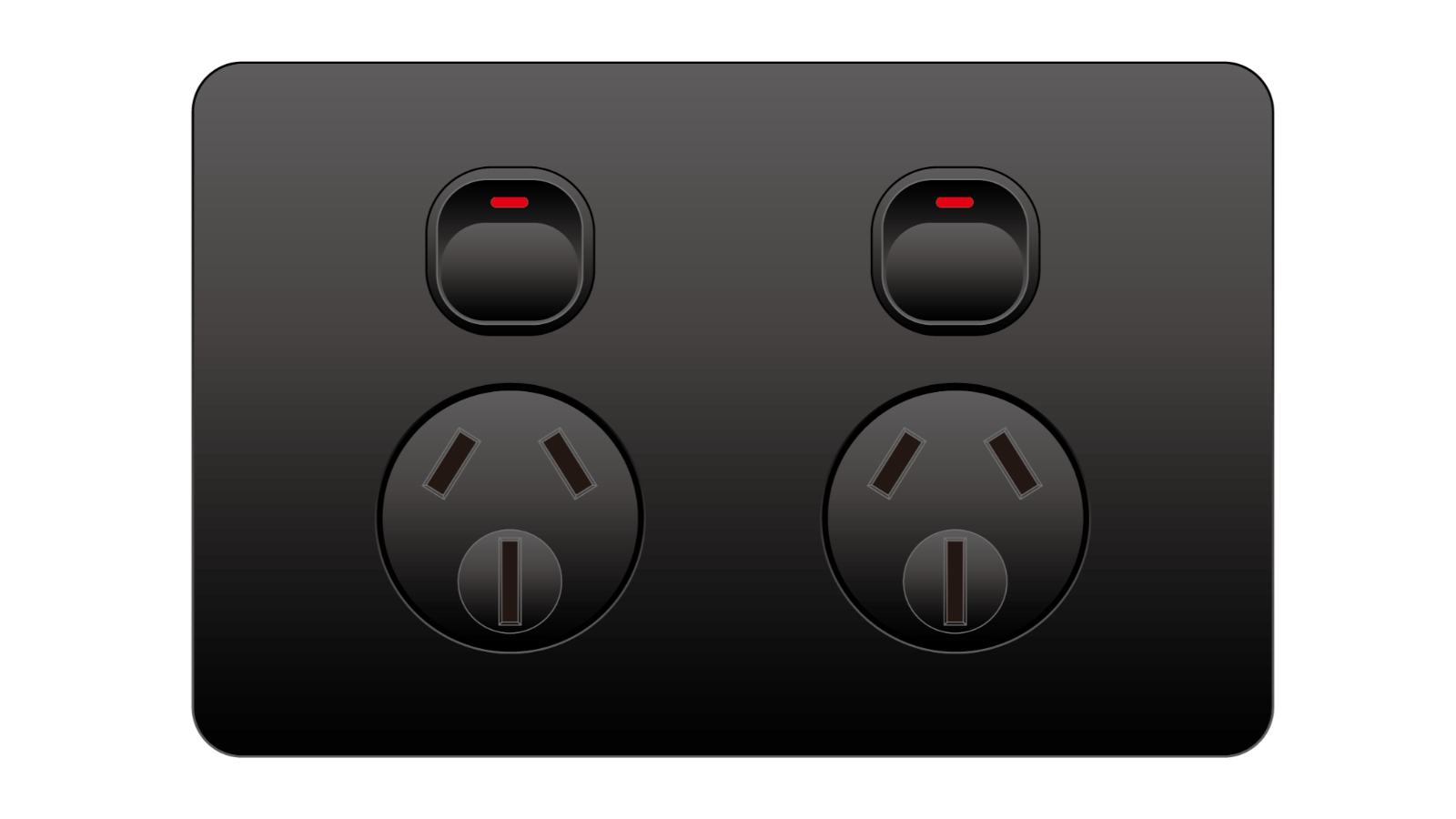 Eli and Co. Lighting Acrylic 10A Double GPO Wall Socket - Black