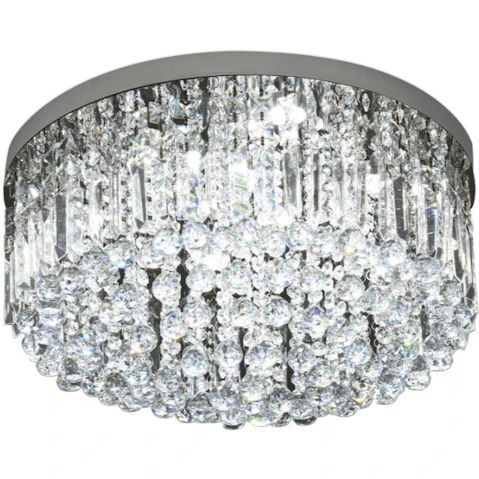 Eli & Co. Lighting Lucienne 45W Tri-Colour Crystal Flush Mount Ceiling Chandelier - 50cm