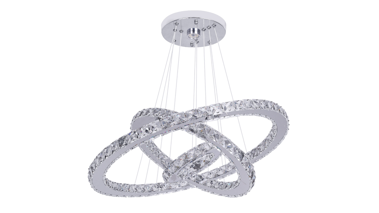 Eli & Co. Lighting Maleny 3-Ring Silver Finish Crystal Chandelier