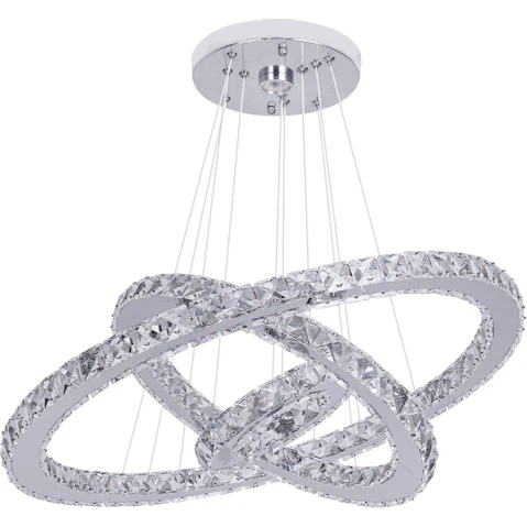 Eli & Co. Lighting Maleny 3-Ring Silver Finish Crystal Chandelier