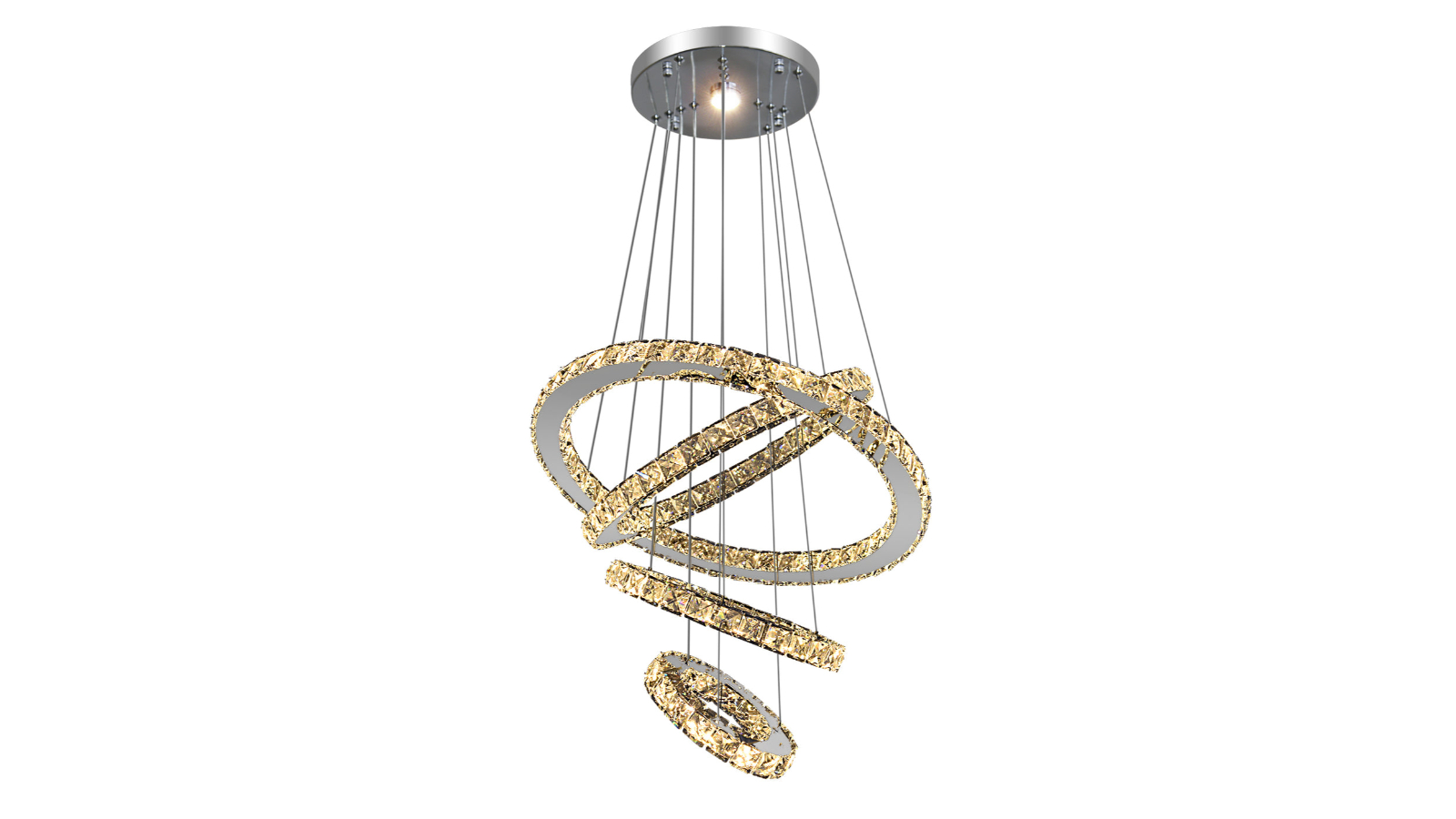 Eli & Co. Lighting Malara 4-Ring Silver Finish Crystal Chandelier