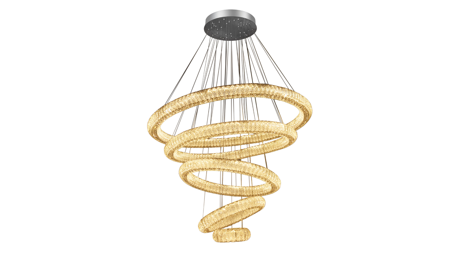 Eli & Co. Lighting Miralia 5-Ring Crystal Chandelier Silver Finish