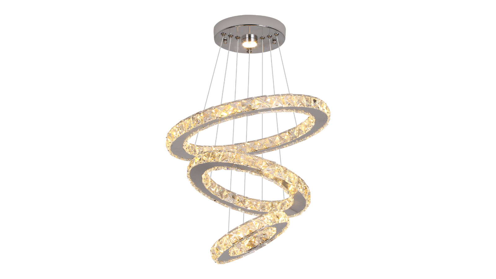 Eli & Co. Lighting Orion 3-Ring Chrome Finish Crystal Chandelier
