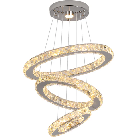 Eli & Co. Lighting Orion 3-Ring Chrome Finish Crystal Chandelier