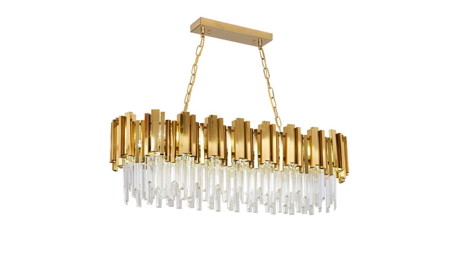 Eli & Co. Lighting Solaris Gold Finish Linear Crystal Chandelier - 120cm 