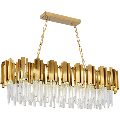 Eli & Co. Lighting Solaris Gold Finish Linear Crystal Chandelier - 120cm