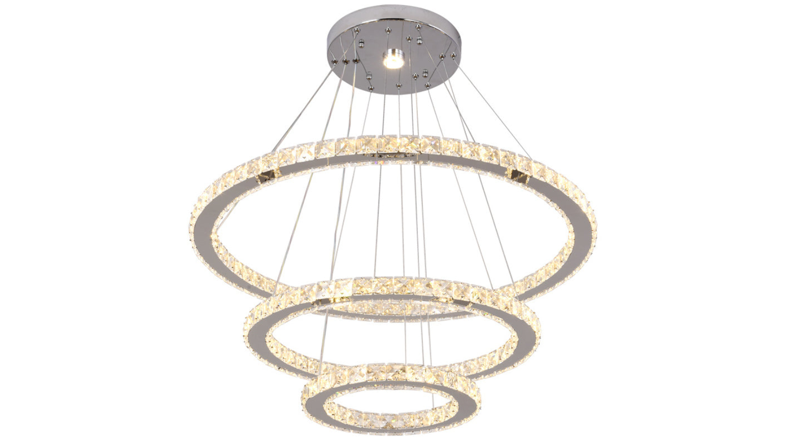 Eli & Co. Lighting Zaria 3-Ring Adjustable Tri-Colour Crystal Chandelier