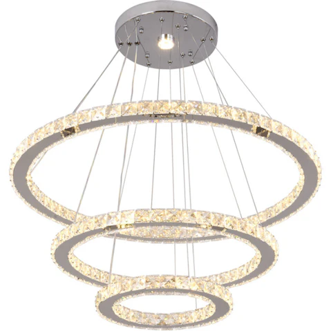 Eli & Co. Lighting Zaria 3-Ring Adjustable Tri-Colour Crystal Chandelier