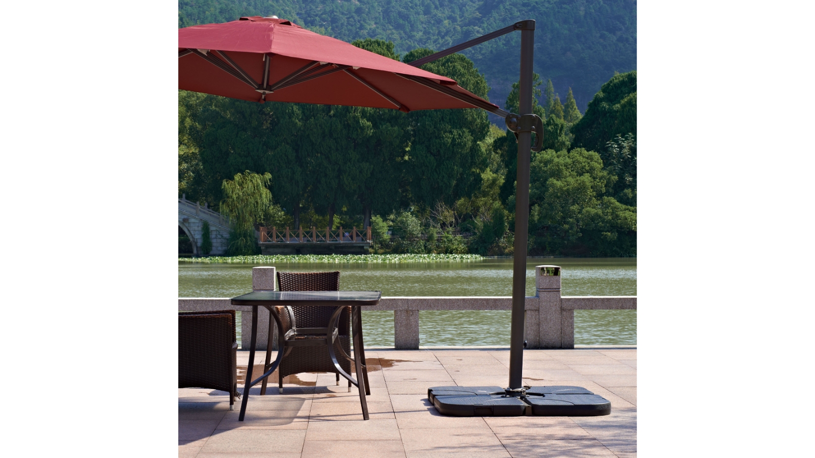 Serrano Outdoor Patio 4Piece Cantilever Offset 3M Umbrella Base Stand