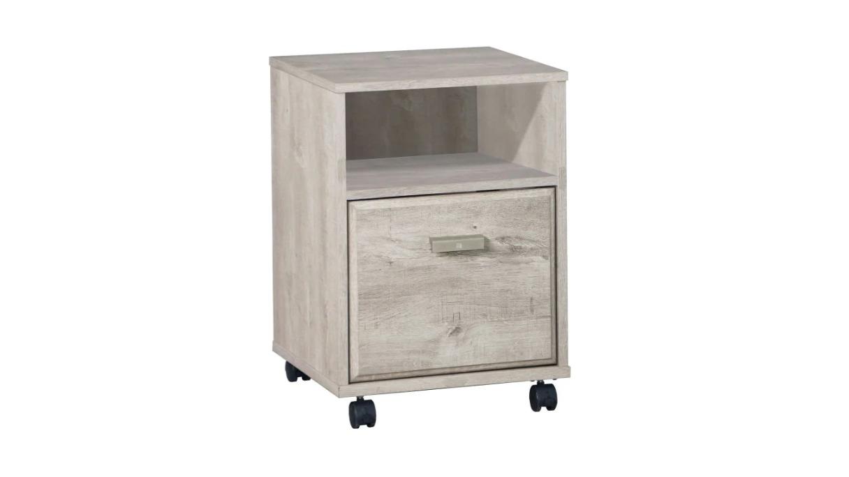 Maestro Furniture Washed Grey Elle Office Storage Mobile Cabinet with Open Shelf 