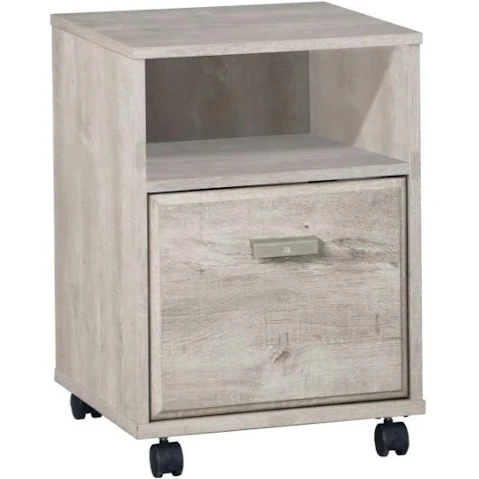 Maestro Furniture Washed Grey Elle Office Storage Mobile Cabinet with Open Shelf
