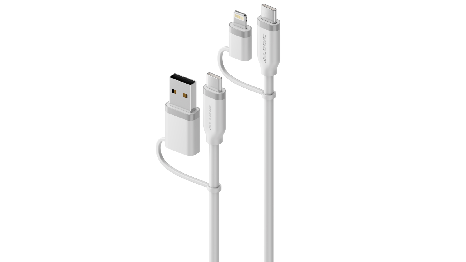 Alogic Archer 1.5m 4-in-1 100W Silicone Flexible Universal Charging Cable - White