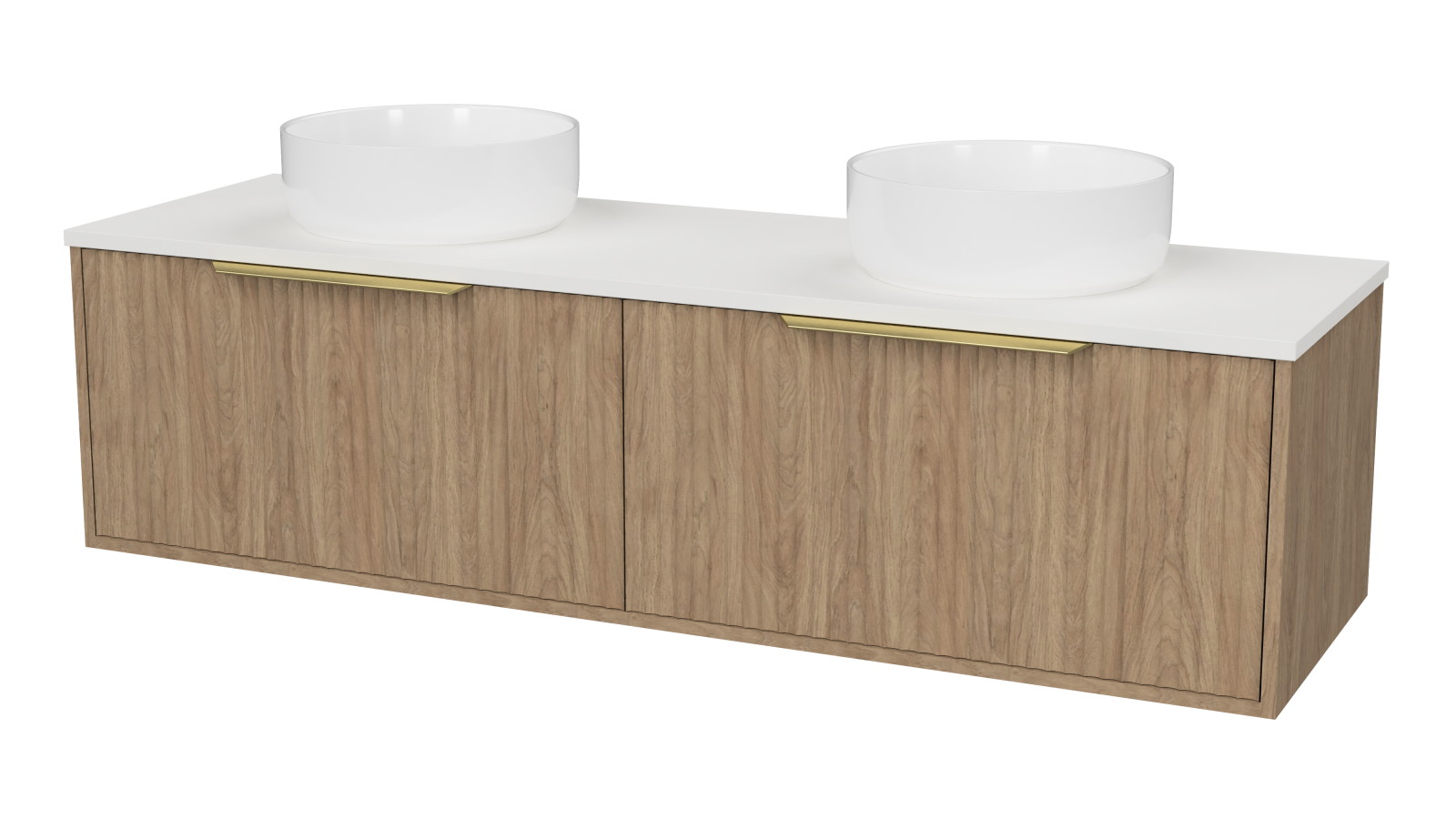 Timberline Elwood 1500mm Wall Hung Vanity with SilkSurface Top and Double Above Counter Basins