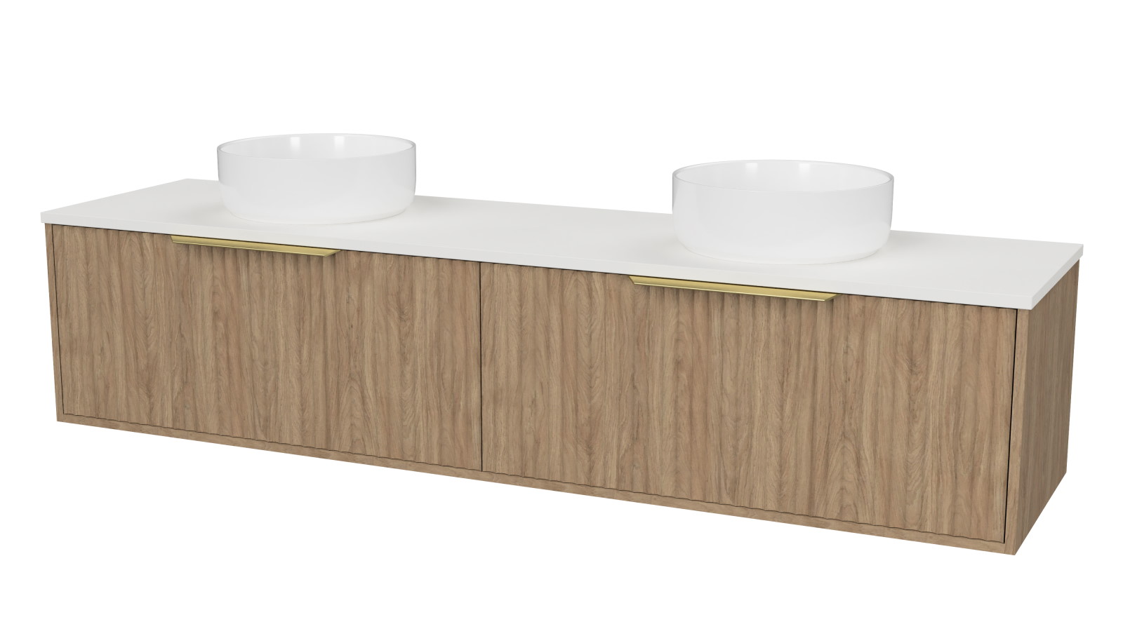 Timberline Elwood 1800mm Wall Hung Vanity with SilkSurface Top and Double Above Counter Basins