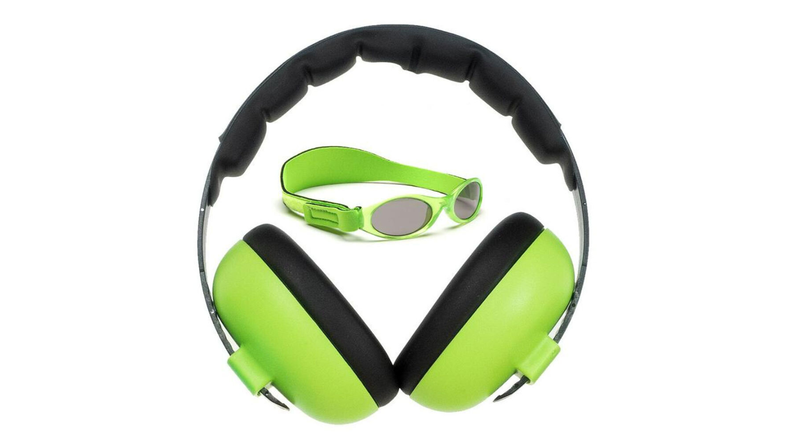 Banz 2 Piece Kids Careware Sunglasses/Earmuff Ear Protection - Peridot/Lime