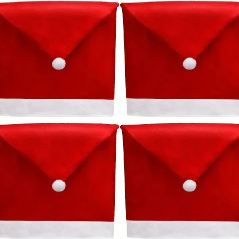 TM 4 Piece Santa Claus Red Hat Snowflake Christmas Chair Cover