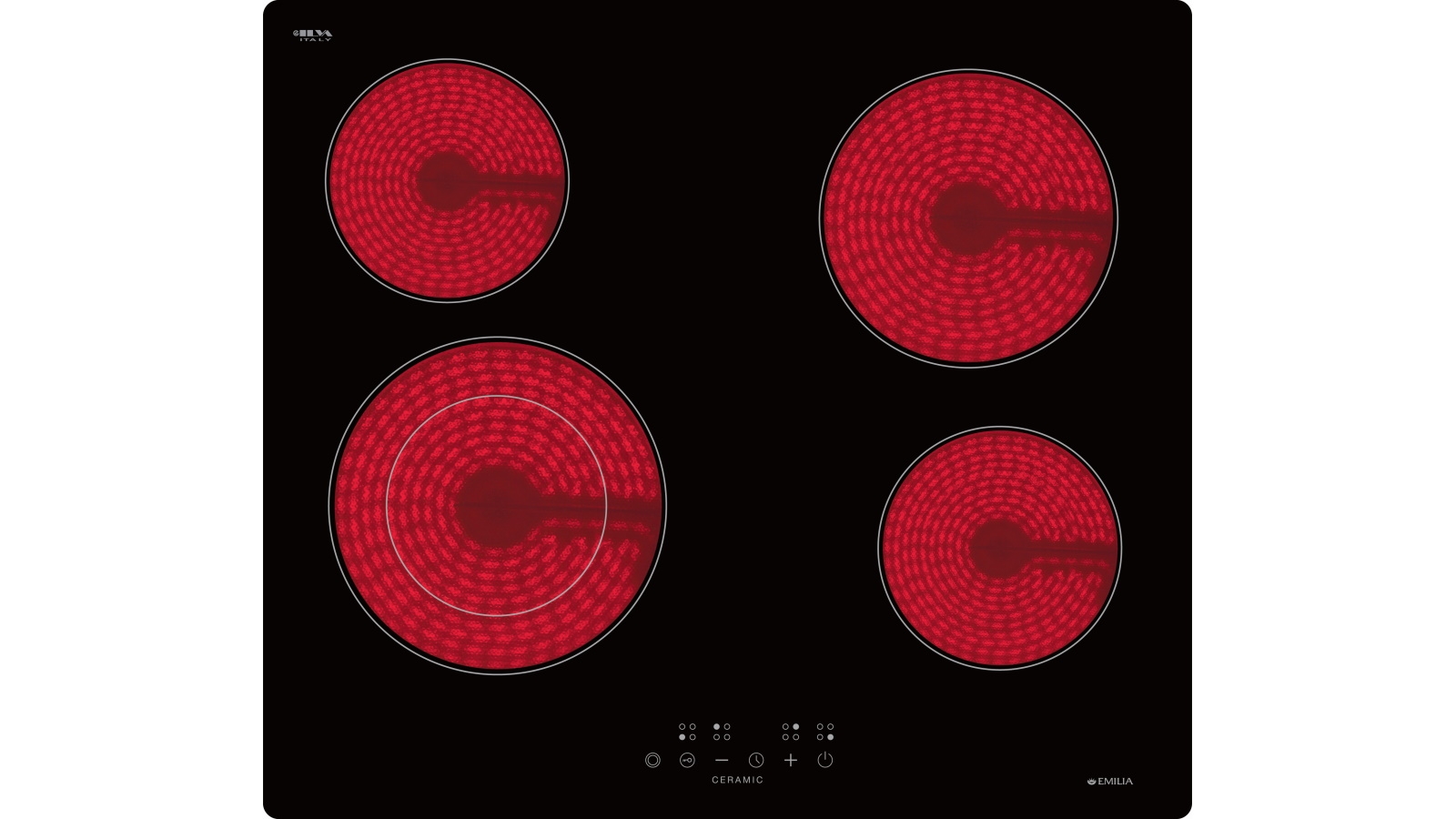 Emilia 600mm 4 Zone Ceramic Cooktop with Expandable Zone Harvey Norman