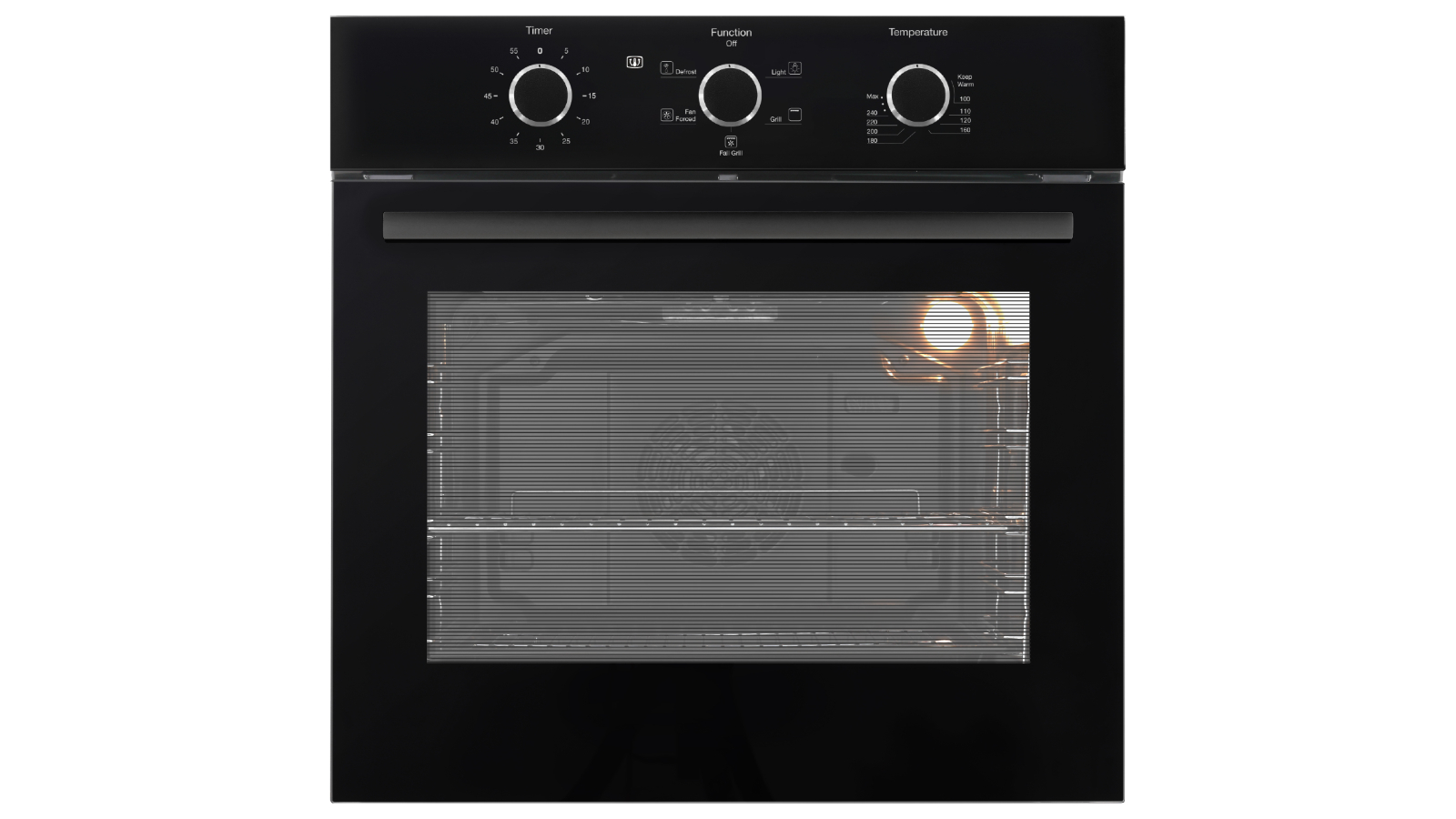 Emilia 60cm Black Glass Electric Fan Forced Oven