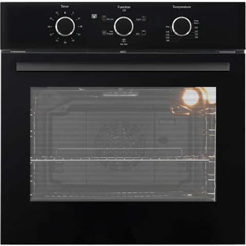 Emilia 60cm Black Glass Electric Fan Forced Oven