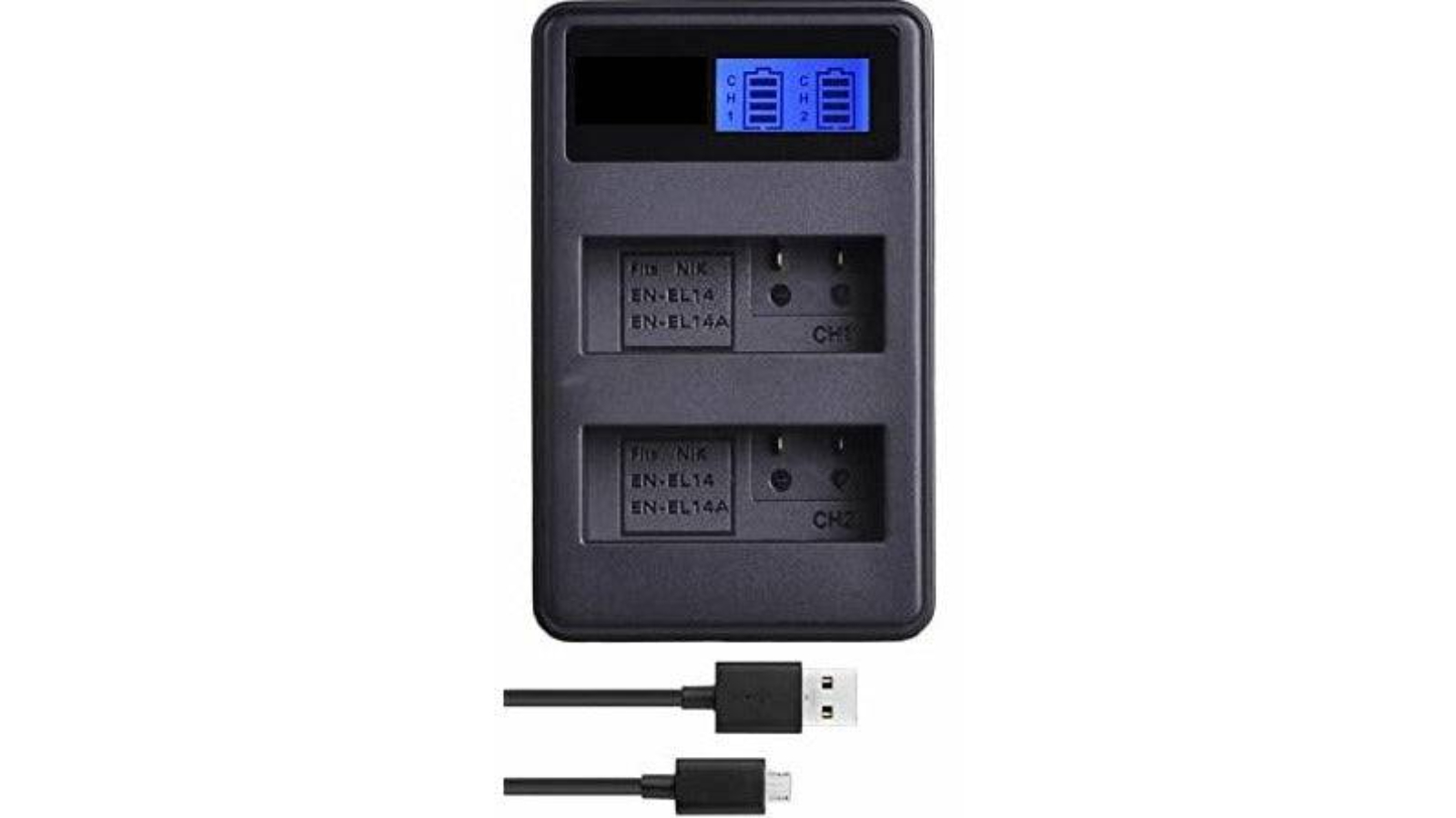 Nikon D3400 Battery Charger BatteryMate EN-EL14a LCD Dual Charger