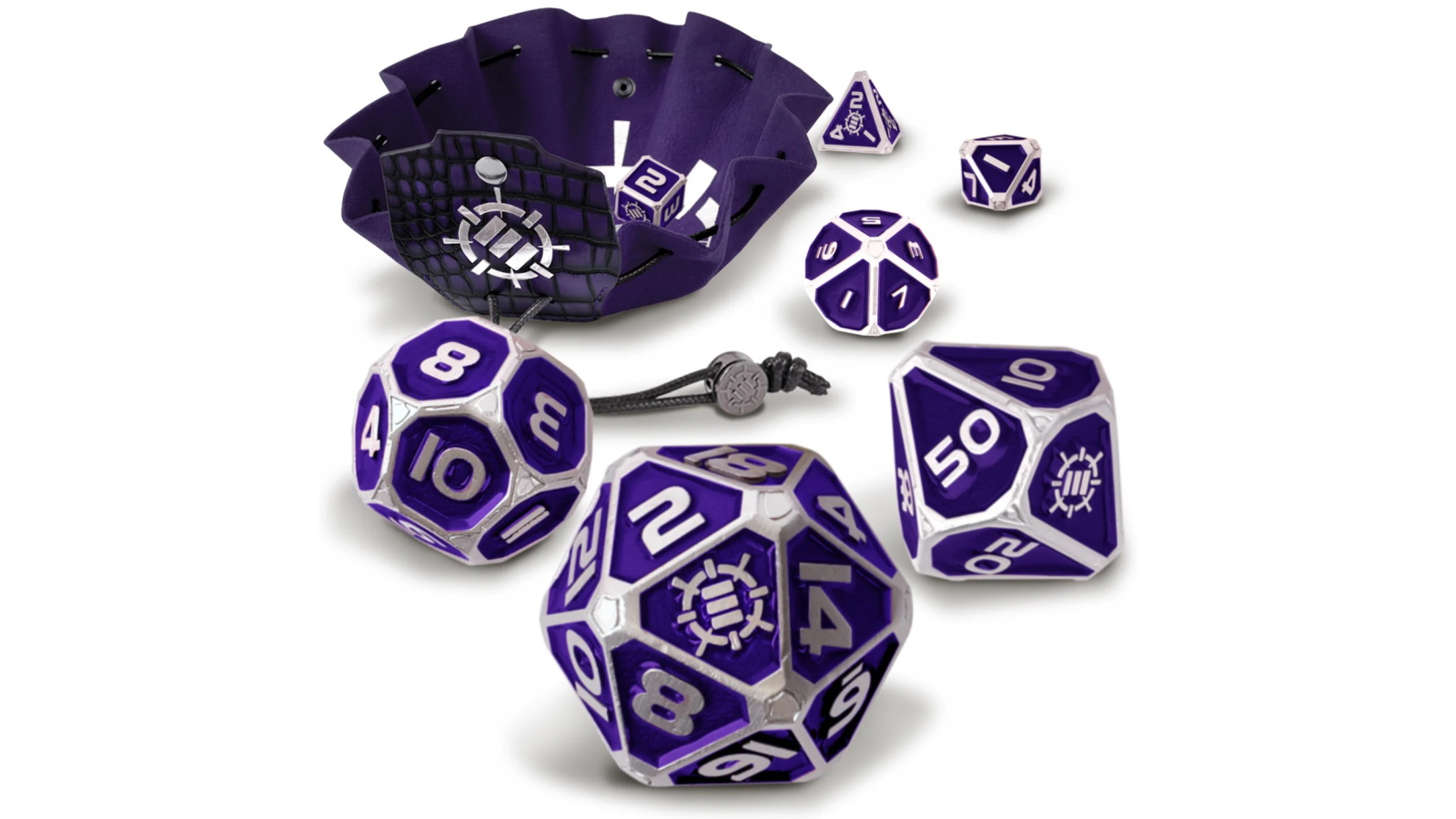 Enhance Tabletop Collectors 7-Piece Metal RPG Dice Set - Purple