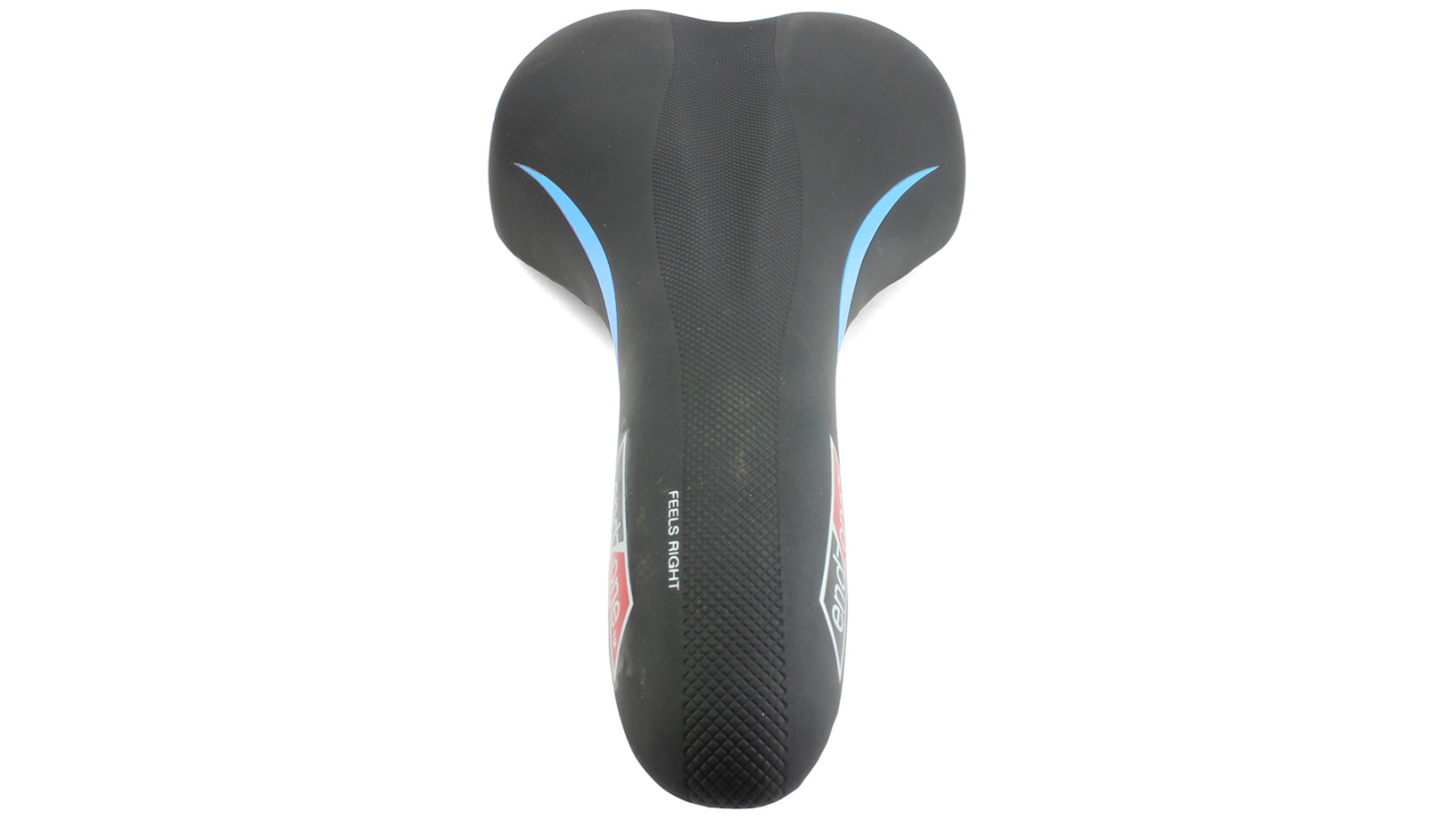 Endzone Slim Vinyl Bike Seat with Comfort Foam and Clamp - Black/Blue