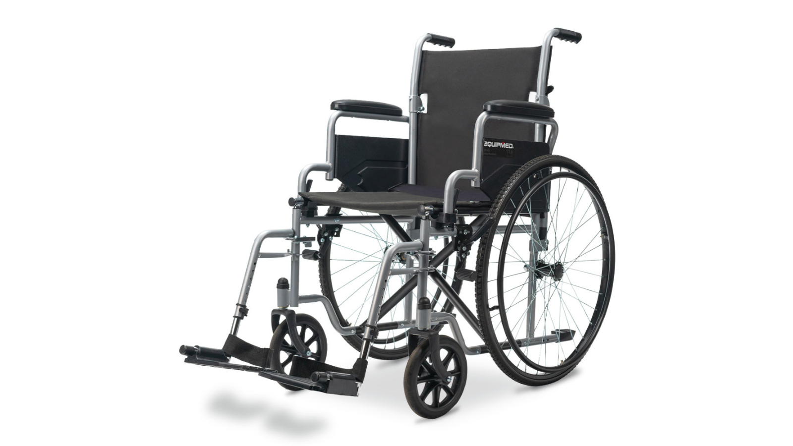Equipmed 24inch Lightweight Portable Folding Wheelchair - Grey