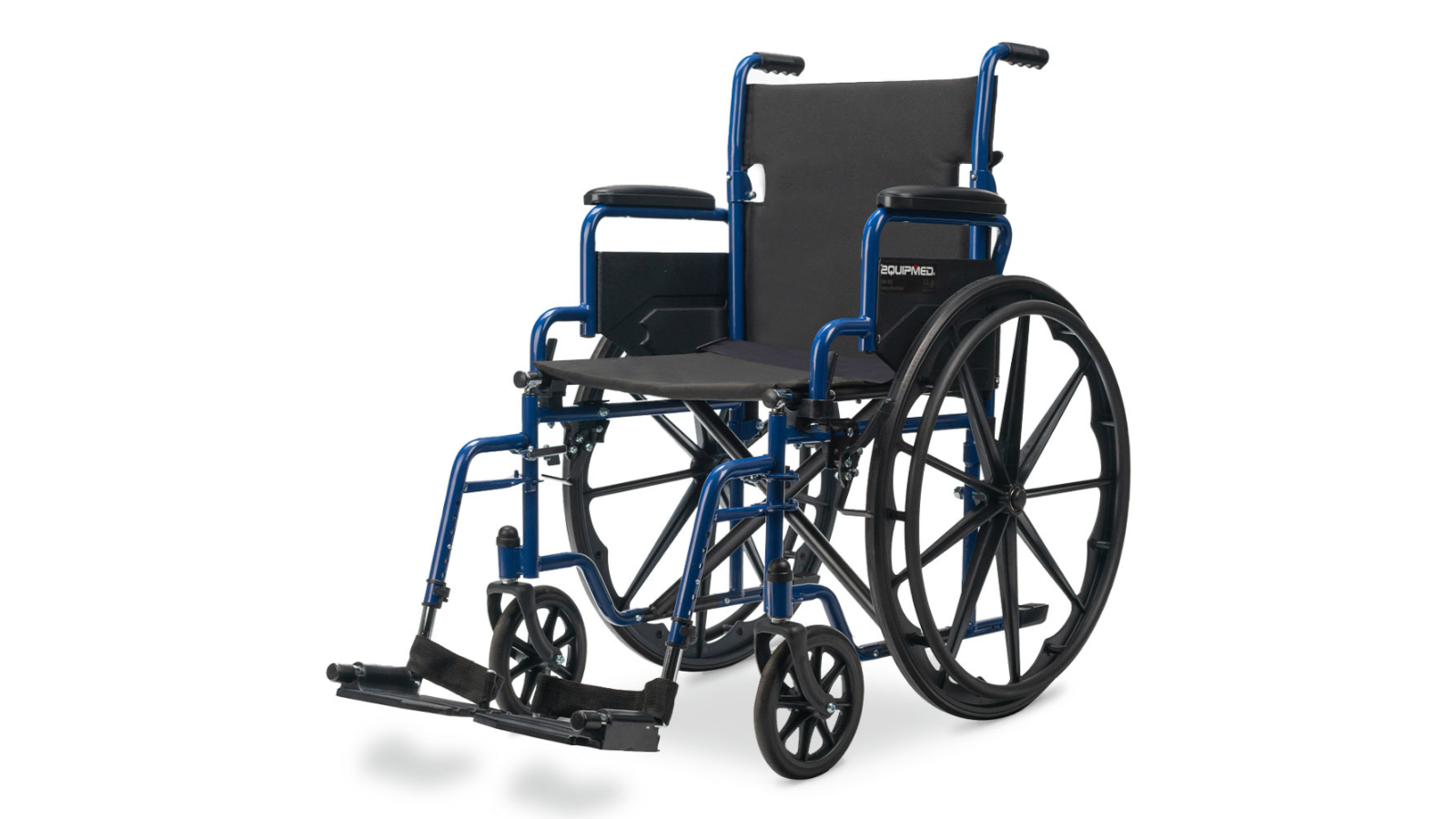 Equipmed 24inch Lightweight Portable Folding Wheelchair - Blue
