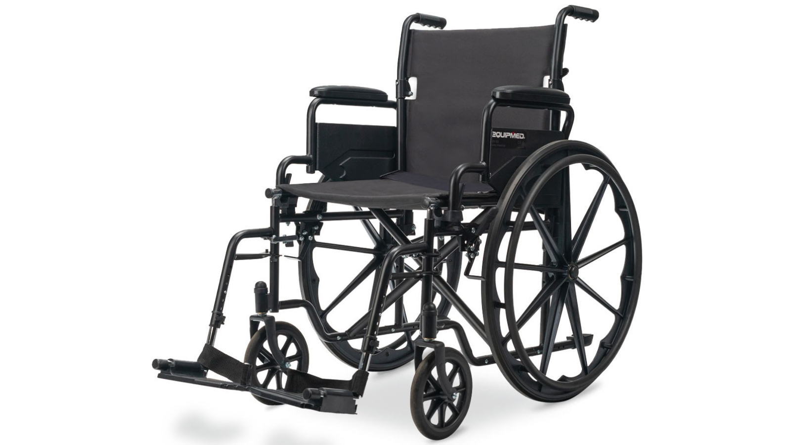 Equipmed Lightweight Portable Folding Wheelchair - Black