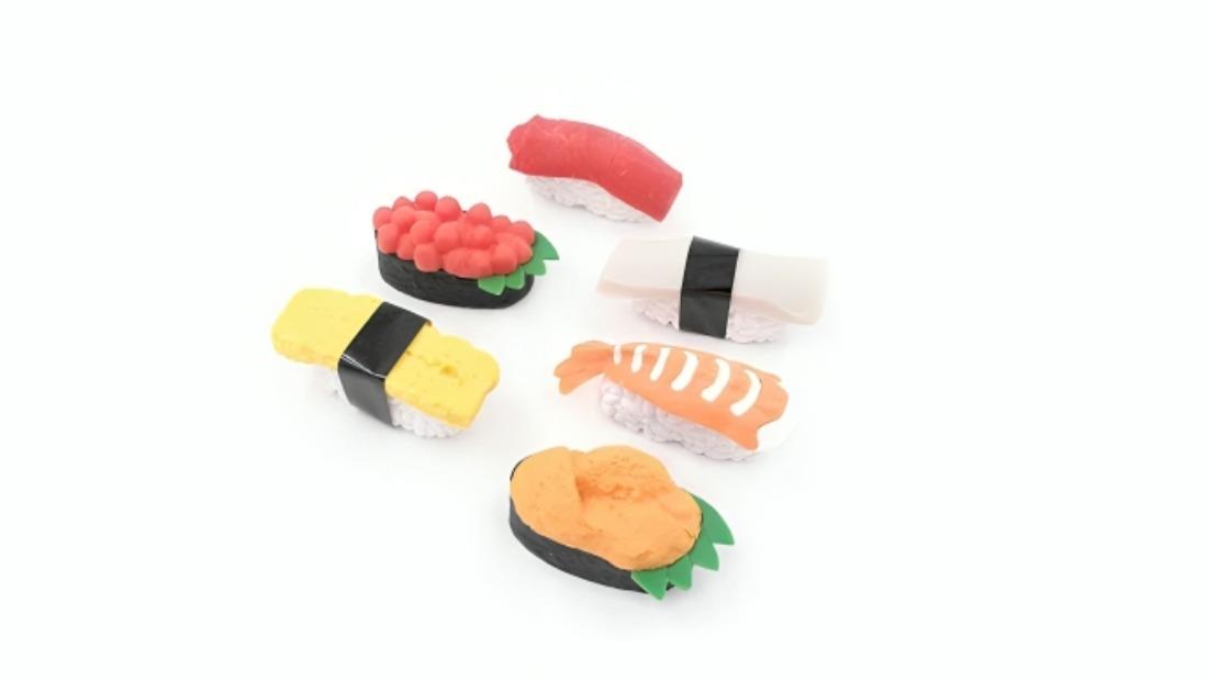 Iwako 6 Piece Sushi Eraser Japanese Puzzle in Bag Set