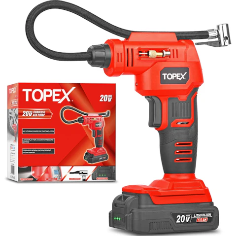Topex 20V Cordless Air Compressor Car Tyre Inflator with Digital Pressure Gauge LED Light