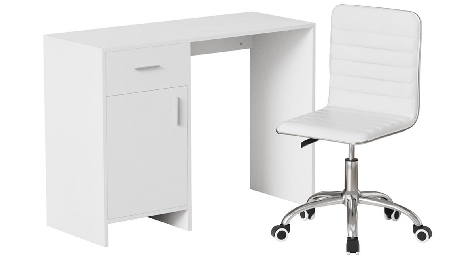 Artiss 100cm Computer Desk Office Chair Set with PU Leather - White
