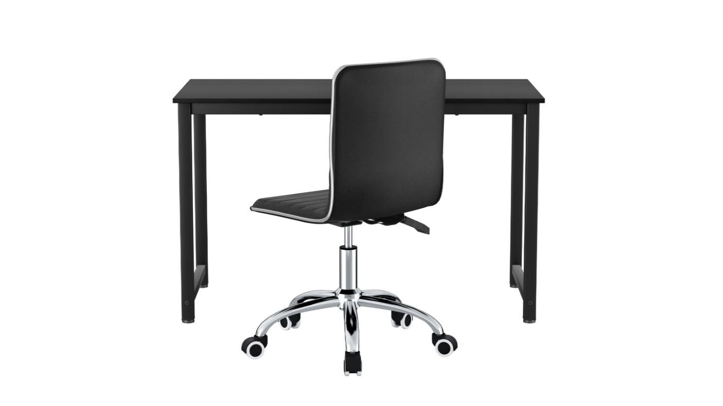 Artiss 120cm PU Leather Low Back Chair Computer Desk - Black