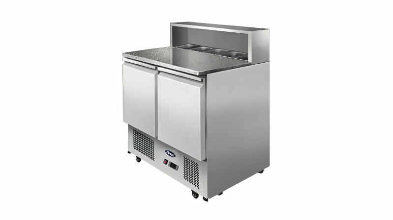 Atosa ESL3831 Commercial 2-Door Pizza Table Marble Top Saladette Fridge - 90cm