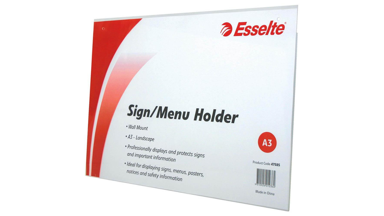 Esselte Wall Mount A3 Landscape Menu Sign Holder