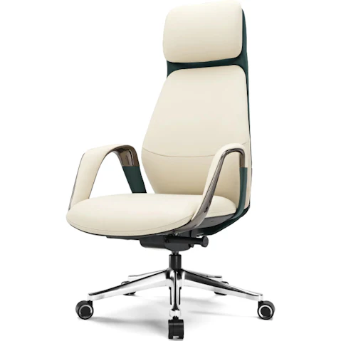 Eureka Ergonomic Serene Napa Leather Executive Office Chair - Off White