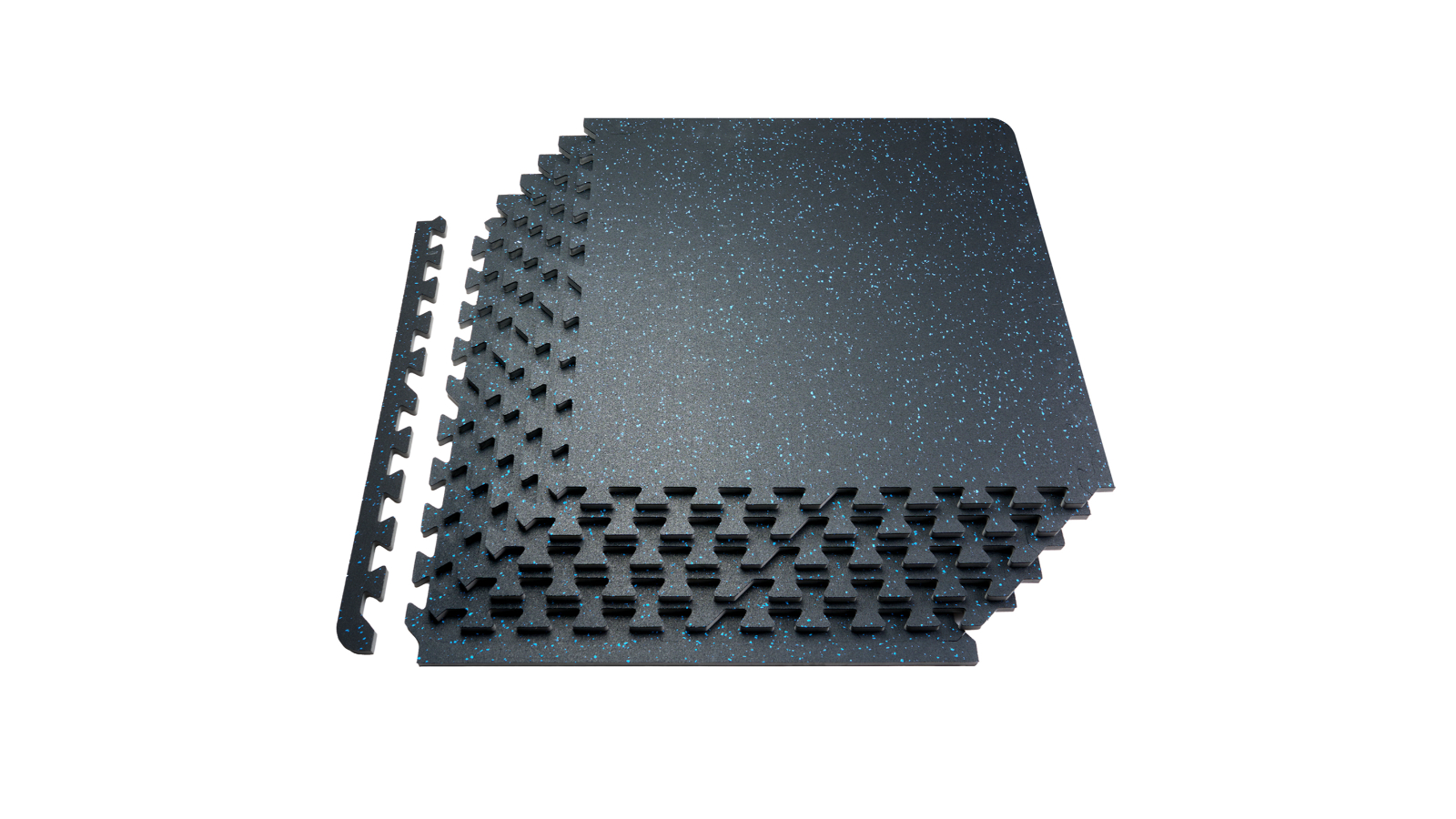 Vevor Thick Gym Floor Mat - Black/Blue 25" x 25" 6 Pieces