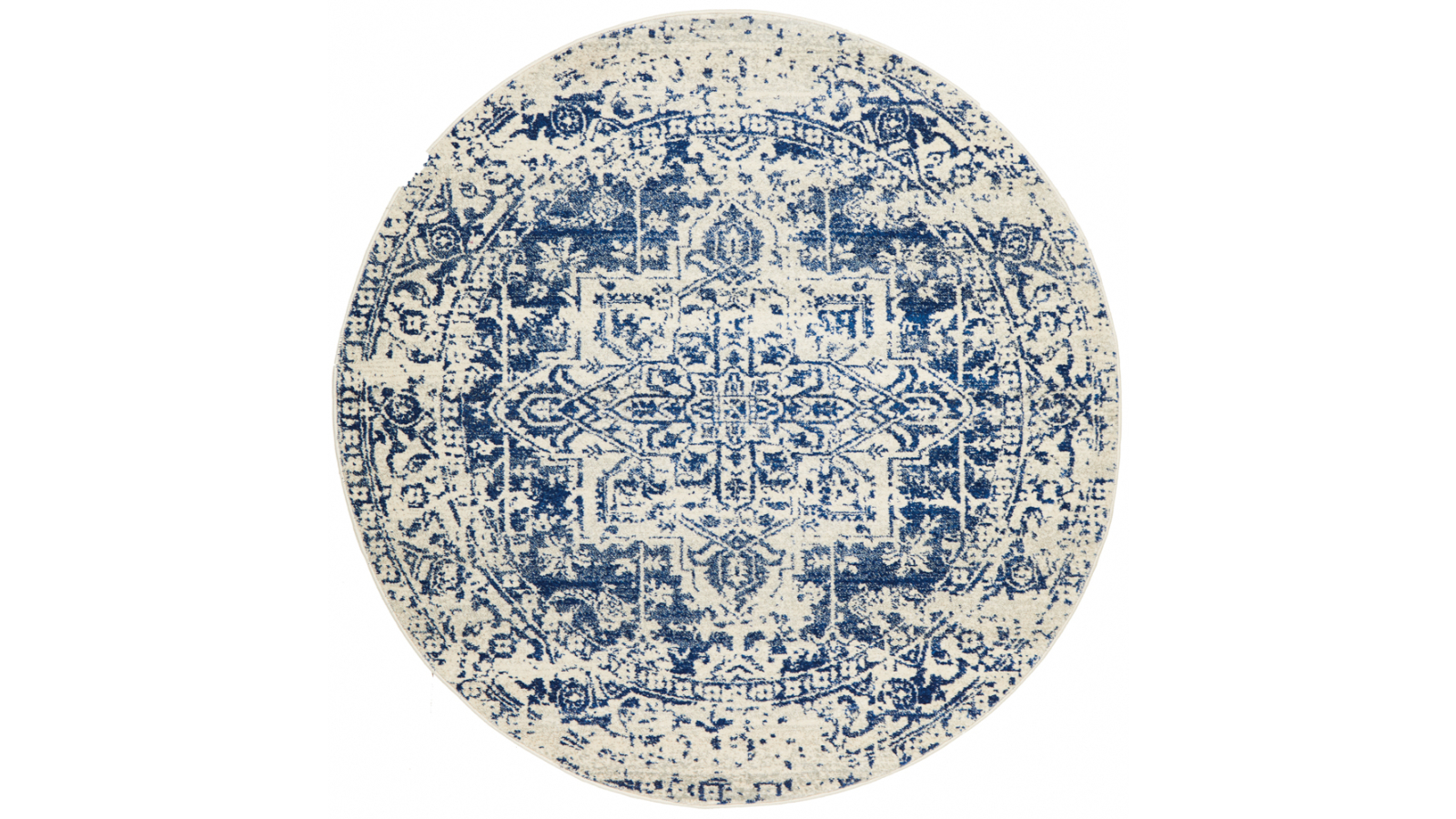The Weave Studio Awaken 253 White/Navy Round Rug - 240 x 240cm